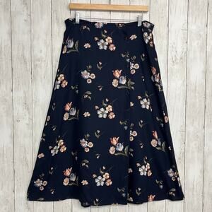 Petites By Inclinations Vintage Floral Button Flowy Midi Cottage Wrap USA Skirt